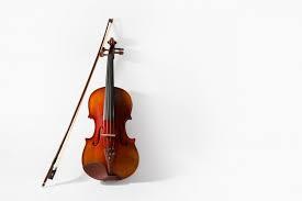 An image of a violin against a white background. 